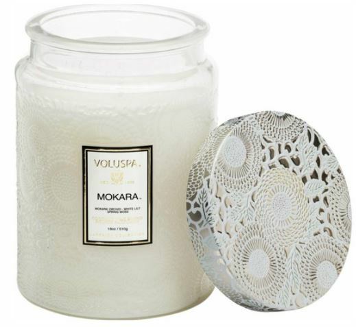 Voluspa Mokara Large Embossed Glass Jar Candle (18oz)
