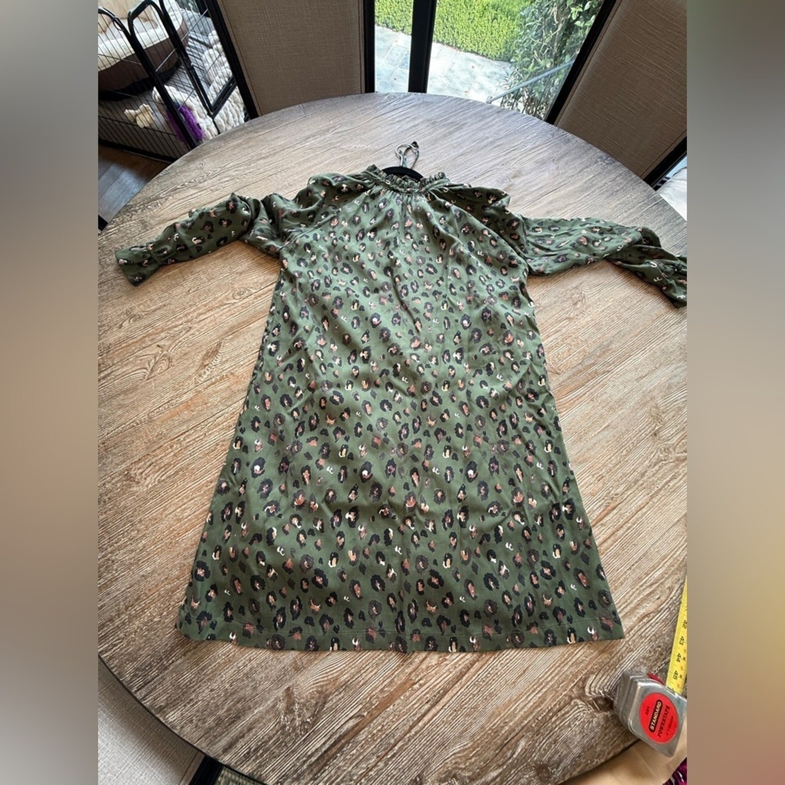 Brooke Wright Green Leopard Print Dress Tunic Large Lined Tuckernuck
