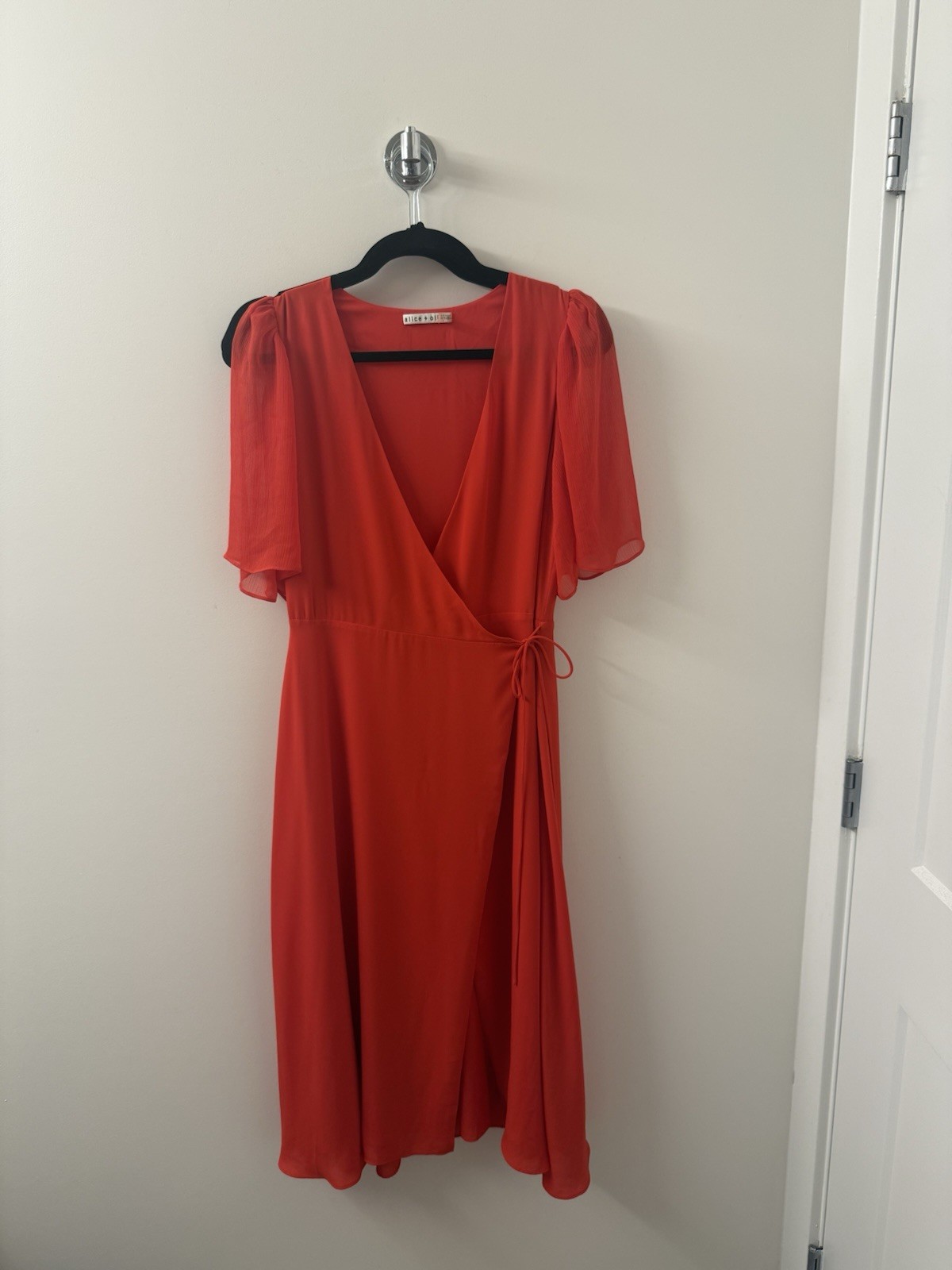 Alice + Olivia Red Siri Wrap Midi Dress Size 6