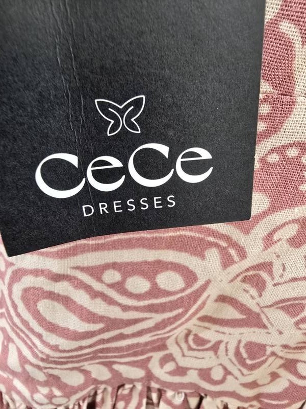 CeCe Linen Blend Sleeveless High-Low Maxi Dress Women’s M Mocha Back Zip Closure