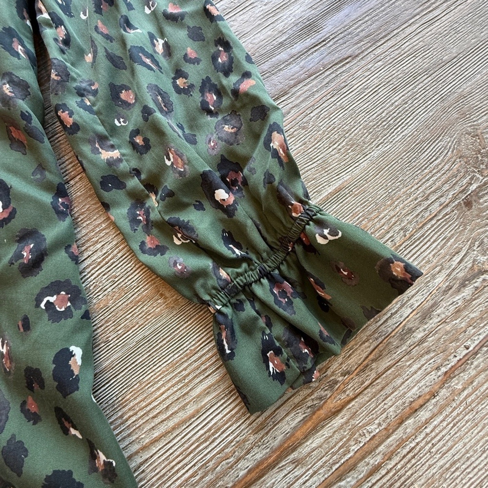 Brooke Wright Green Leopard Print Dress Tunic Large Lined Tuckernuck