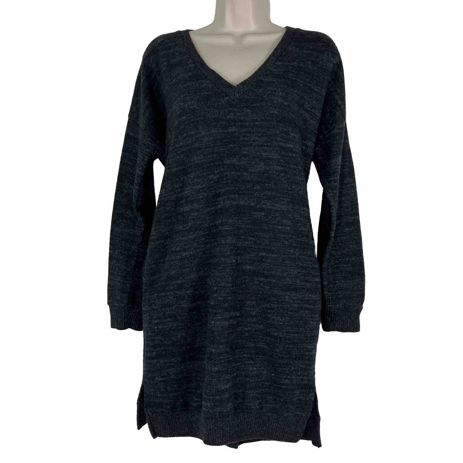 Cherish Sweater Dress Women’s Medium Fleece Shift V Neck Above Knee Side Pockets