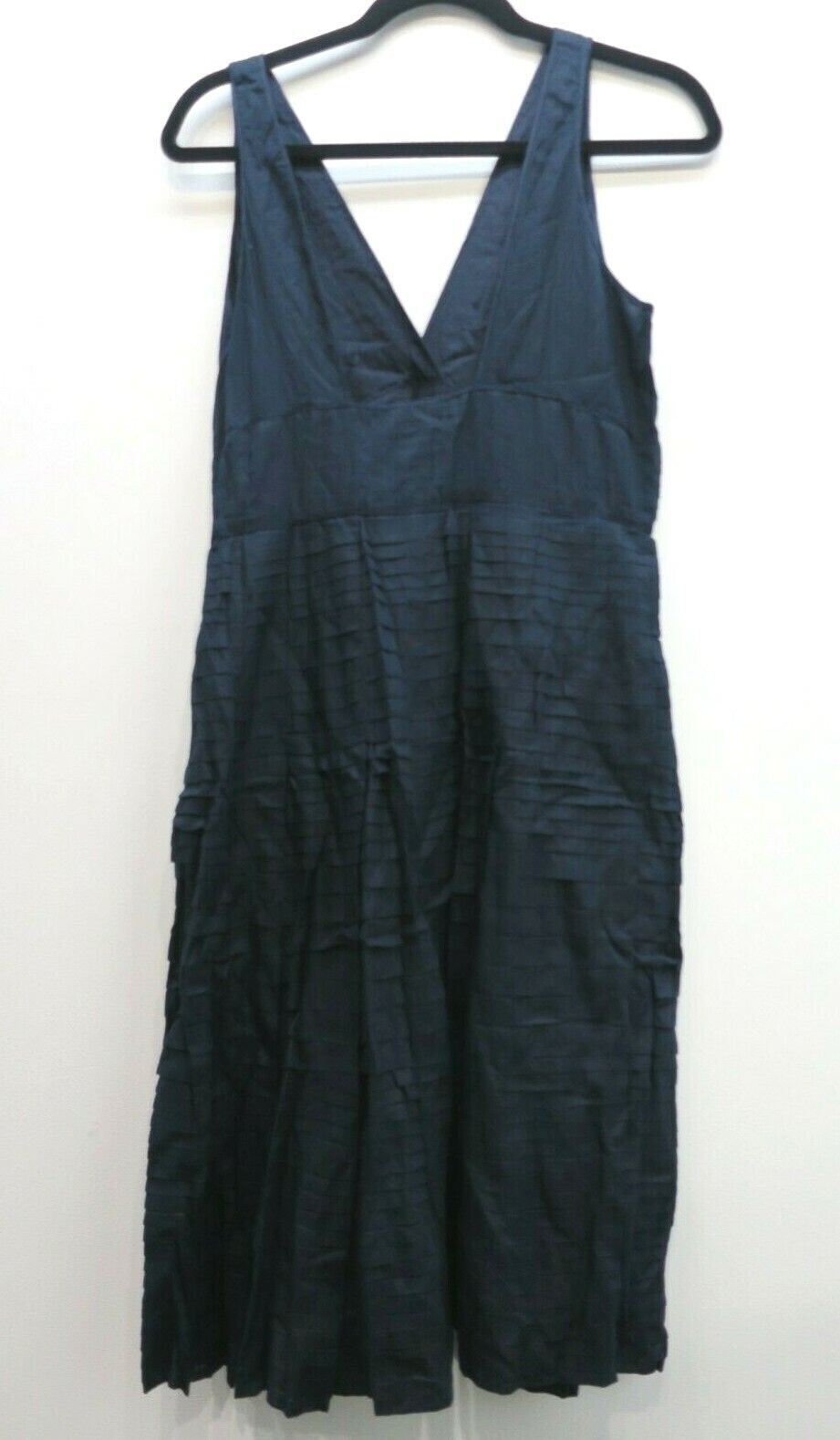 Solitaire Womens V Neck Sleeveless Side Zip Cotton Tiered A-Line Sundress L