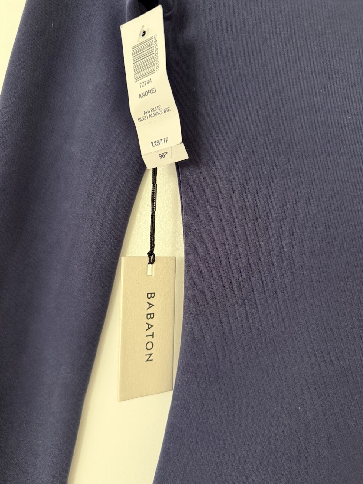 Aritzia Babaton Blue Solid Scoop Neck Long Sleeve Bodycon Mini Dress Women’s XXS