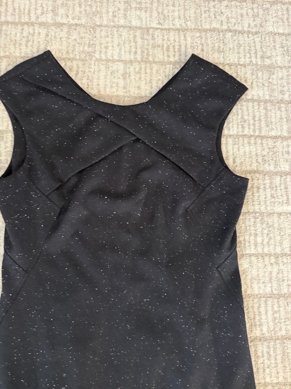 Helmut Lang Wool Blend Dress Cris Cross Front Black With White Speckles Size 4