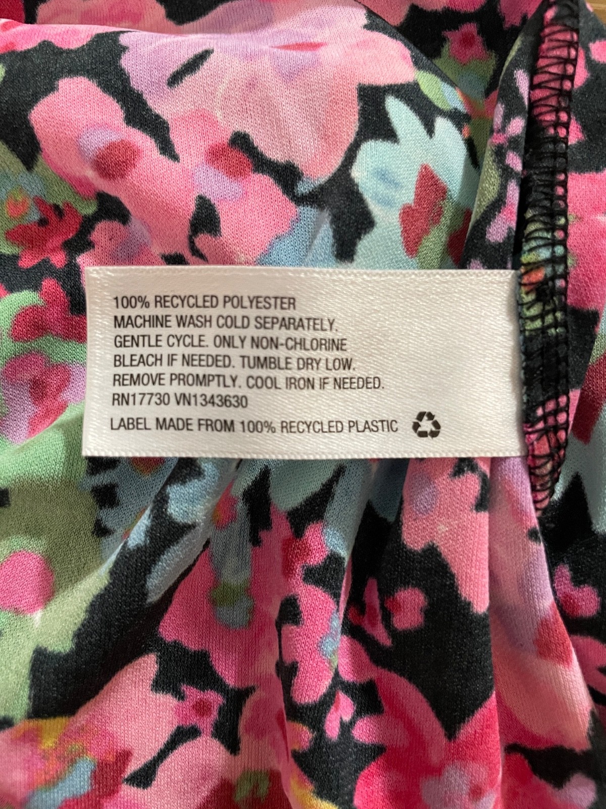 Future Collective Kahlana Barfield Brown M Floral Mock Neck Ruched Midi Dress
