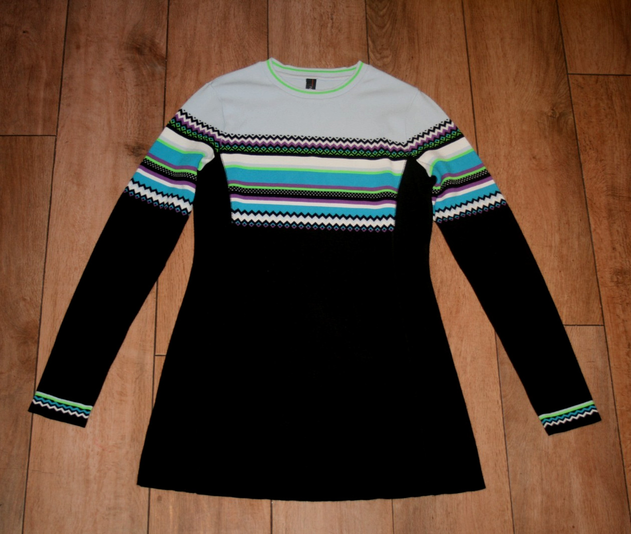Designer MARC CAIN knitted dress/long jumper SIZE n3 12 nordic retro fairisle