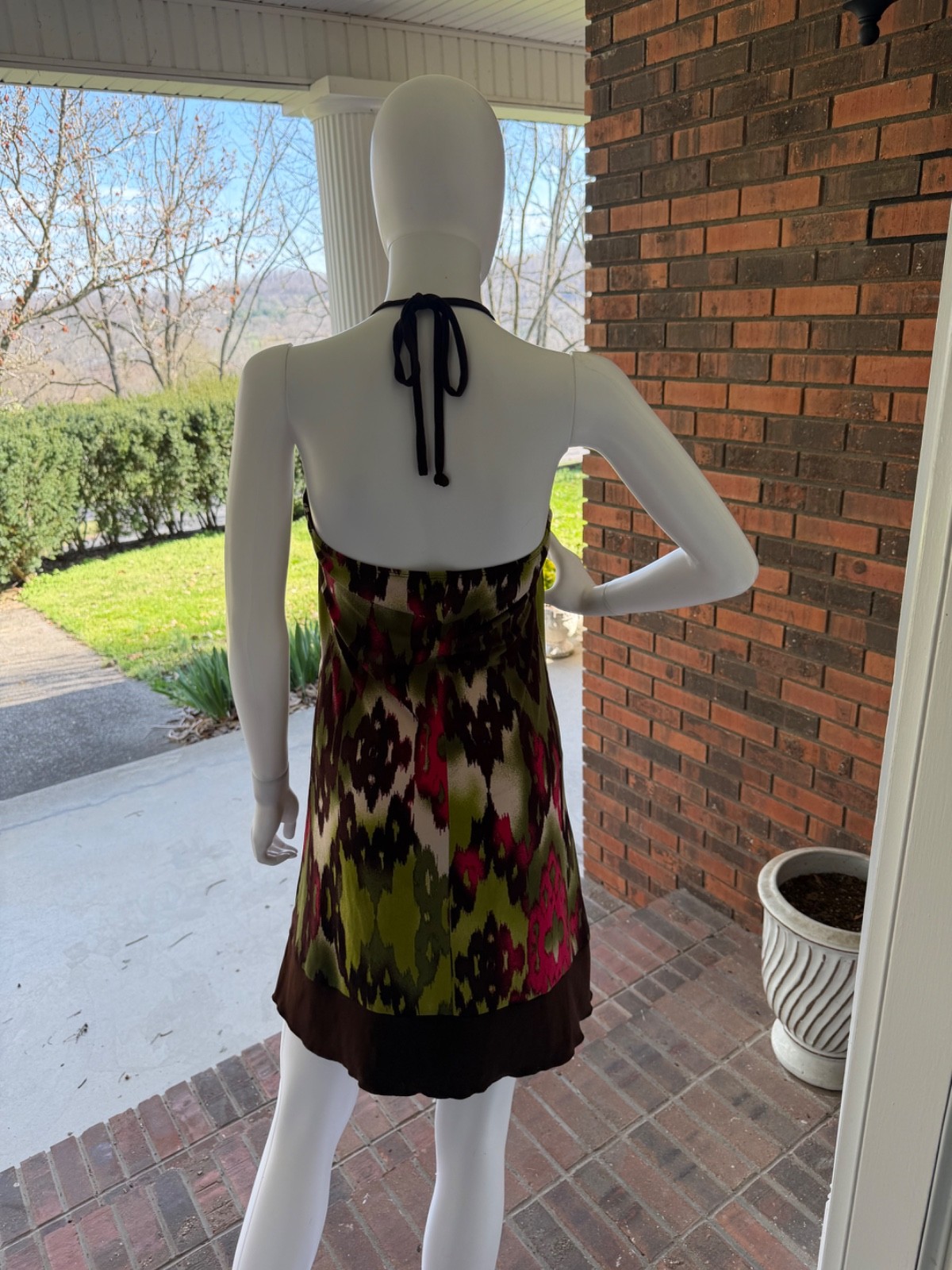IZ BYER CALIFORNIA SIZE SMALL Multicolored Faux Wooded Beading Halter Dress