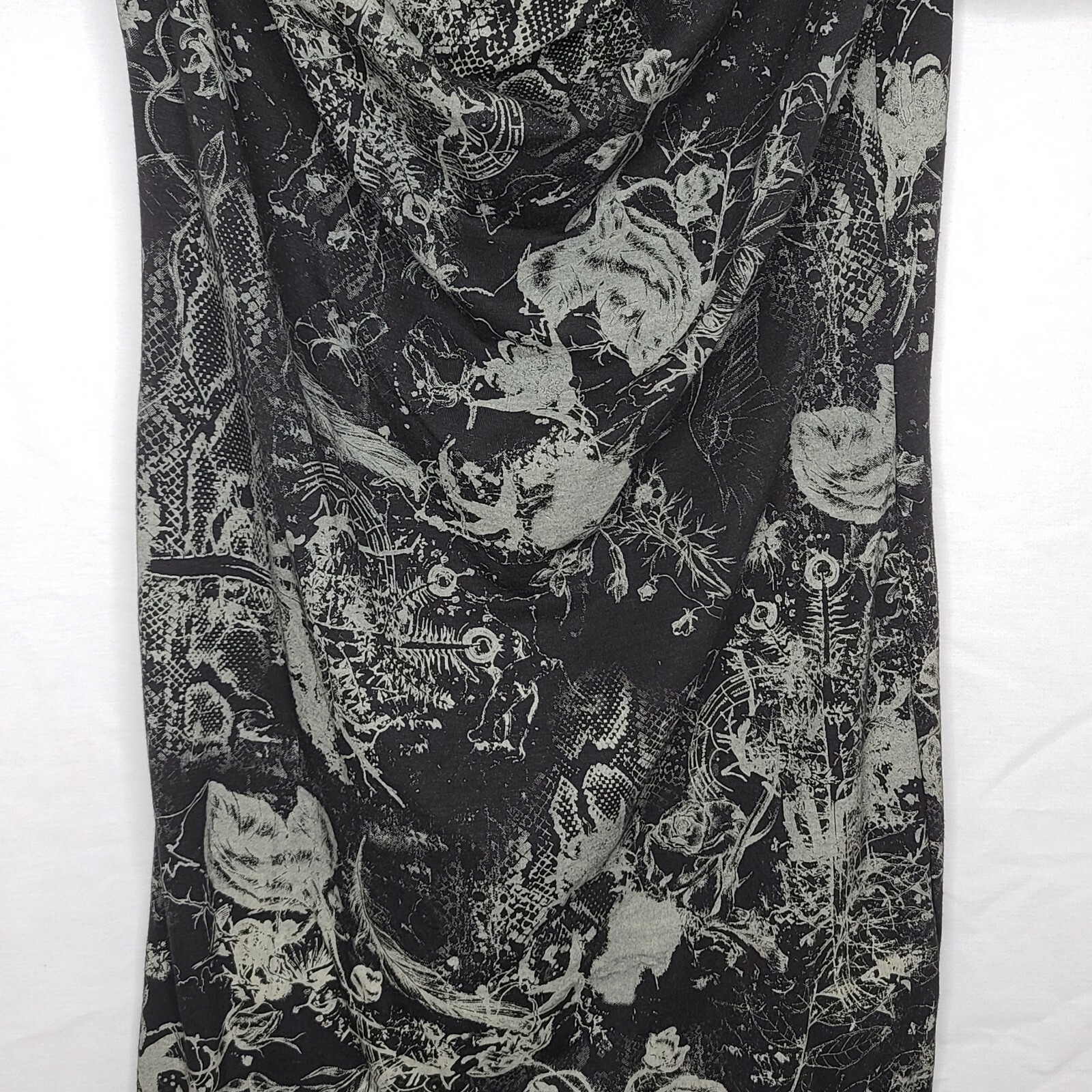Miss Me Medium Black White Patterned Cowl Neck Short Sleeve Dress