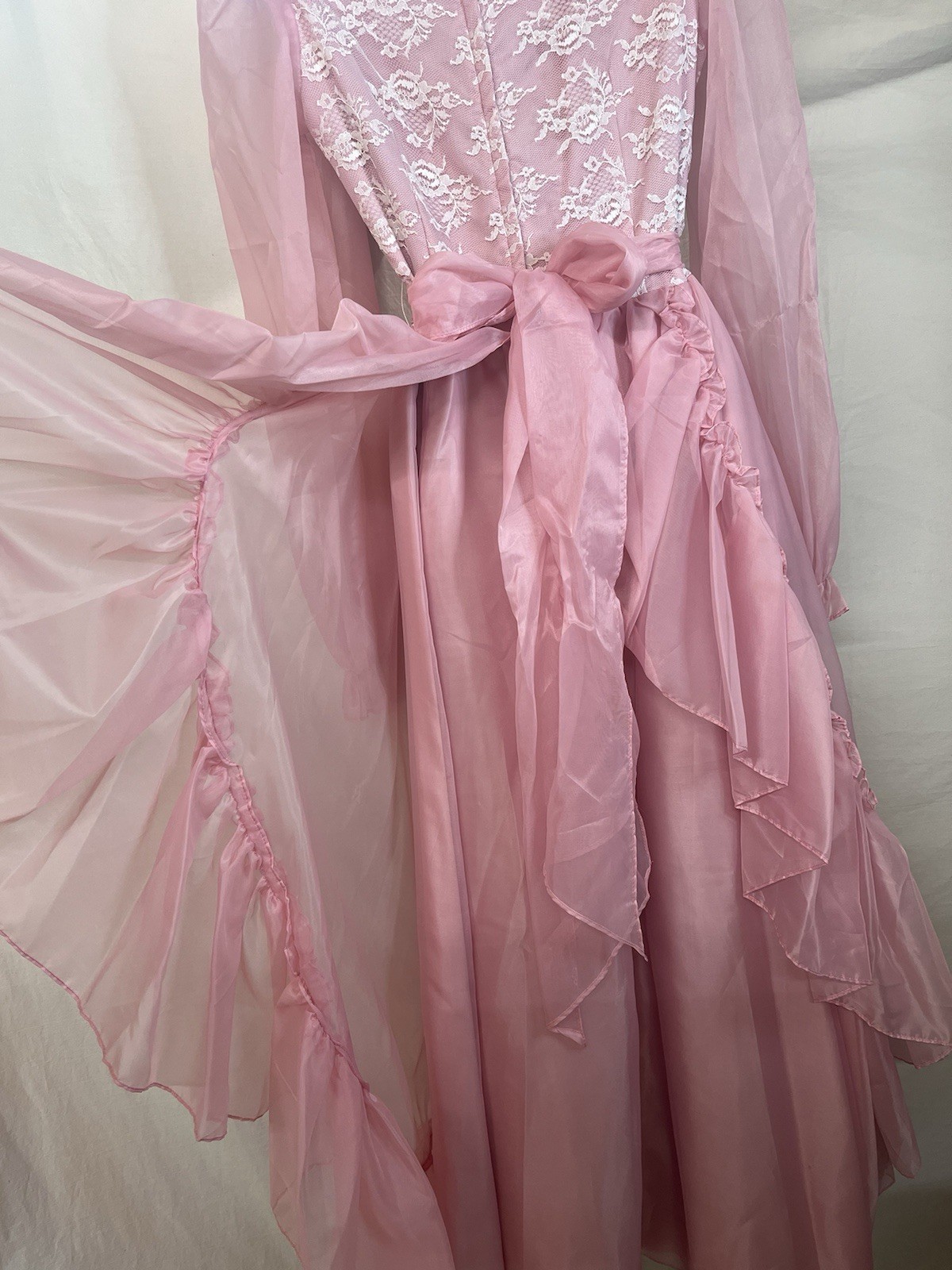 Vintage Dress 8 S Ruffle Sheer Nylon Tea Peasant Prairie Cottage Gypsy Cosplay