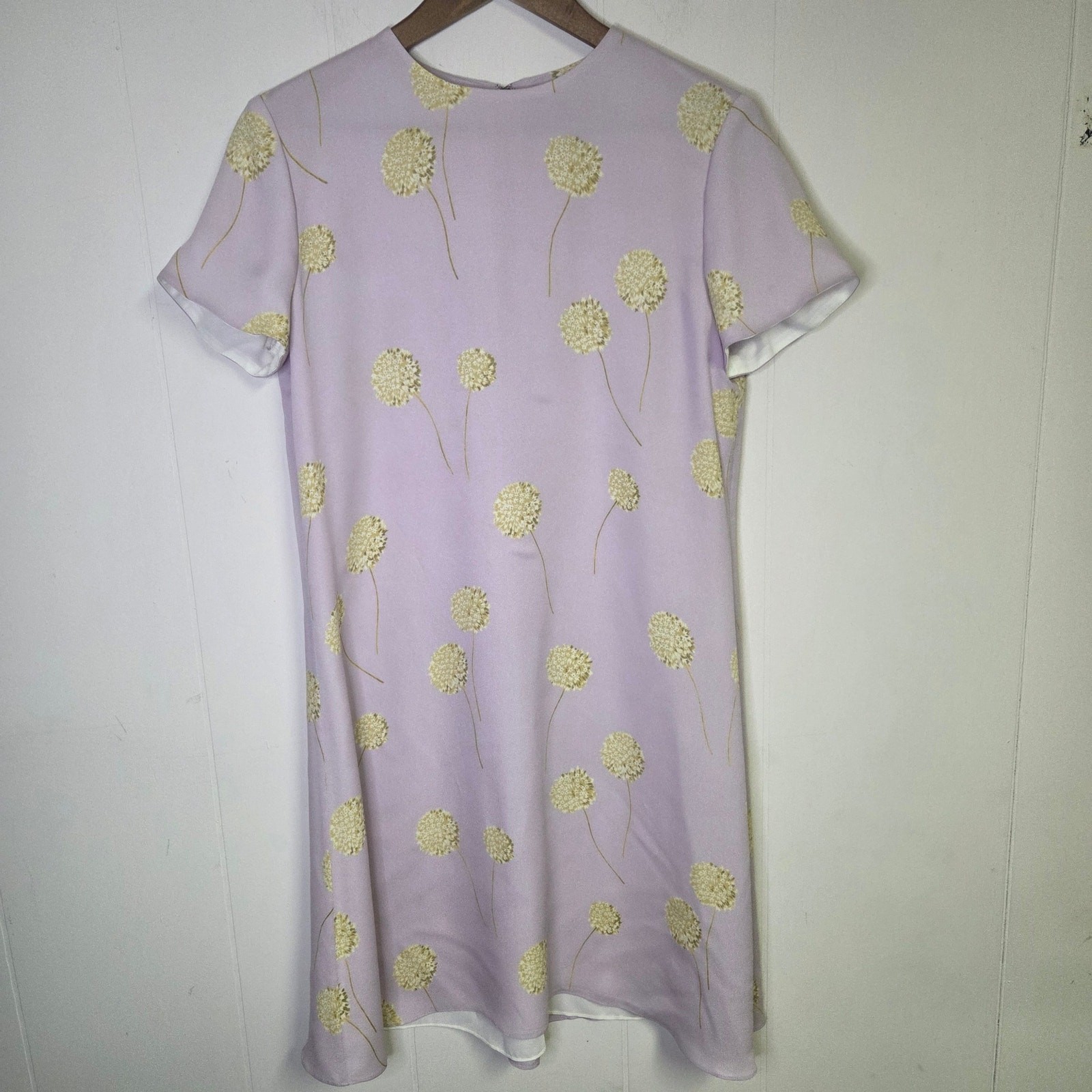 Vintage Silk Floral Mini Dress Lavendar 90s Linda Allard Ellen Tracy Size 8