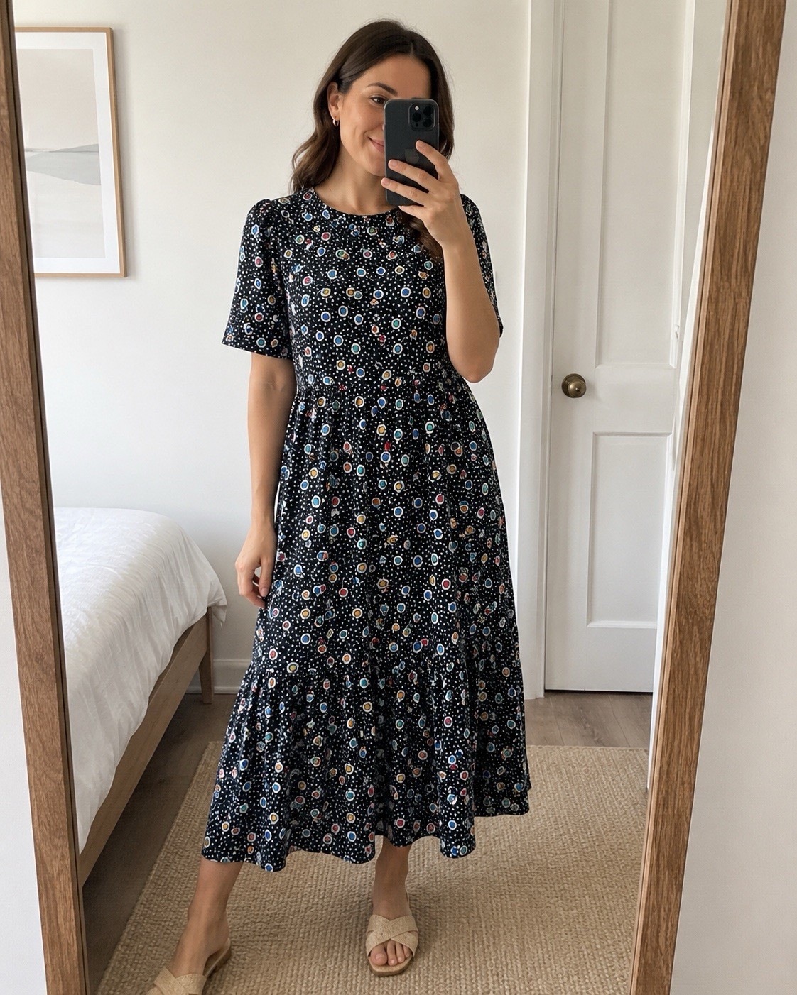 FINERY London Geometric Print Midi Dress Size 12