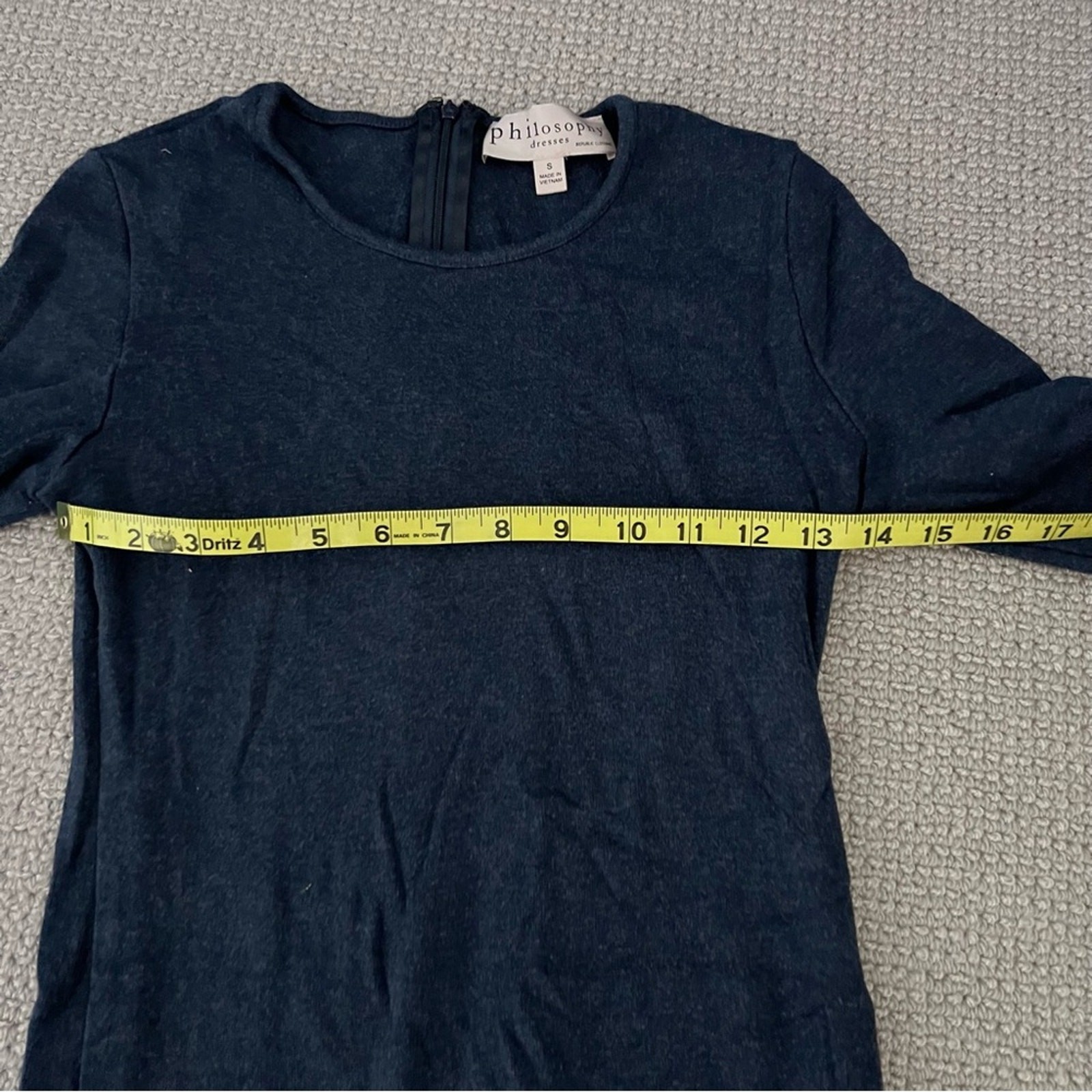 Philosophy navy rayon & spandex blend heather business casual dress S