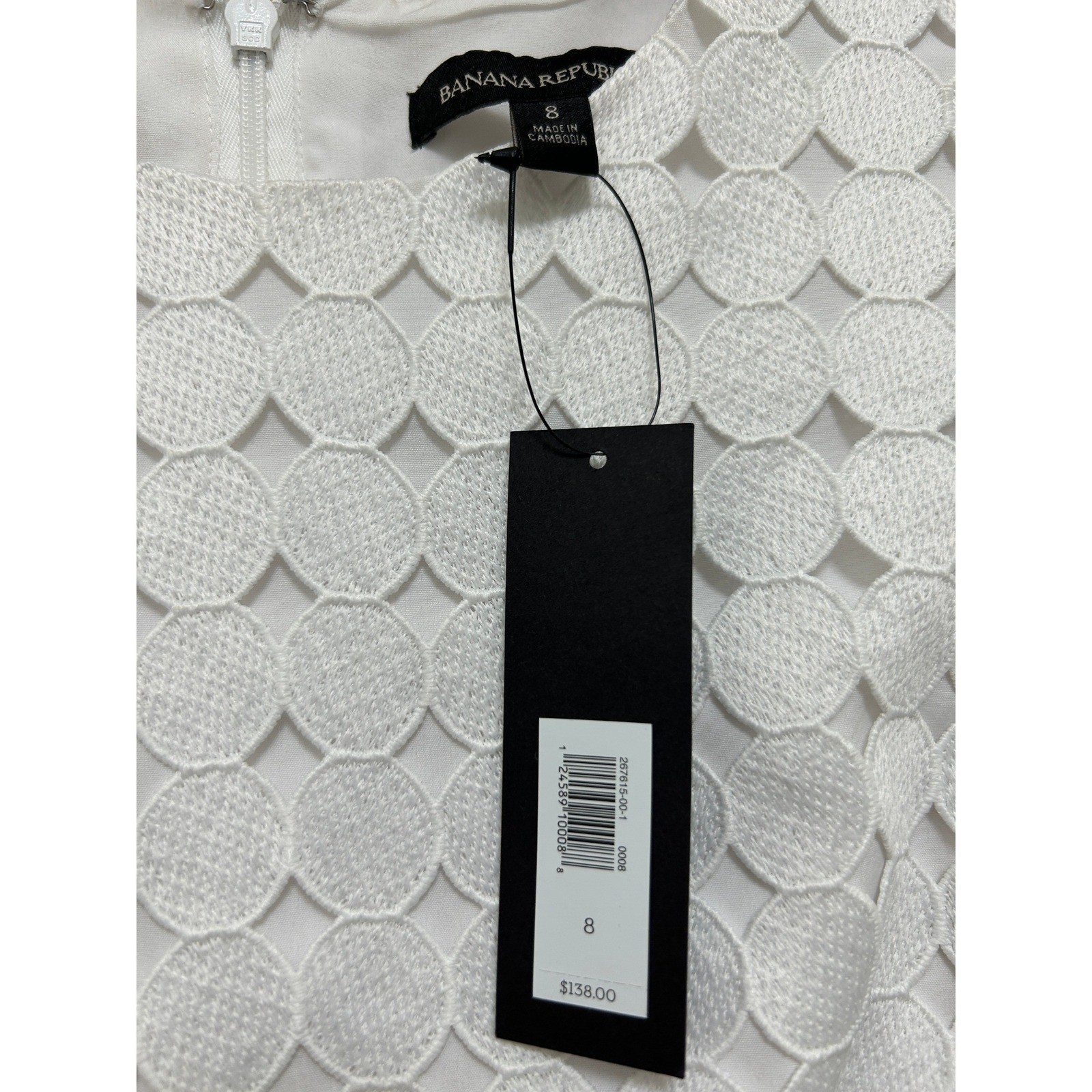 Banana Republic White Scallop Eyelet Lace Shift Dress Size 8