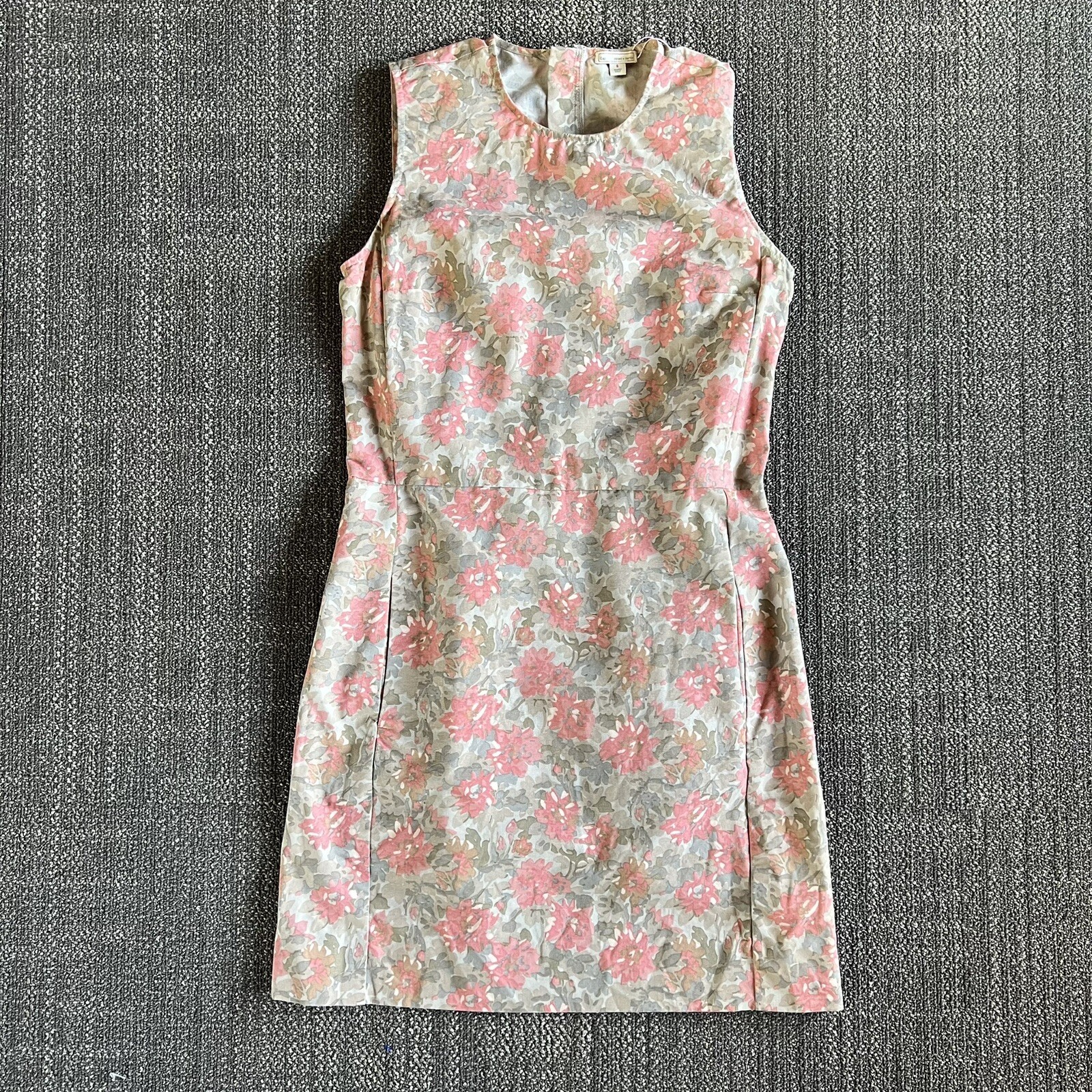 Gap Sheath Dress Women 6 Beige Pink Floral Print Waist Shift Cottagecore Pastel