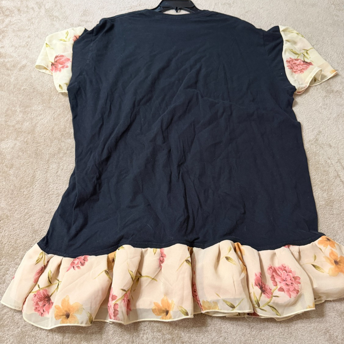 AC/DC Velvet Familiar Upcycled Rock Tee Ruffle Tunic Dress 2XL Boho Festival