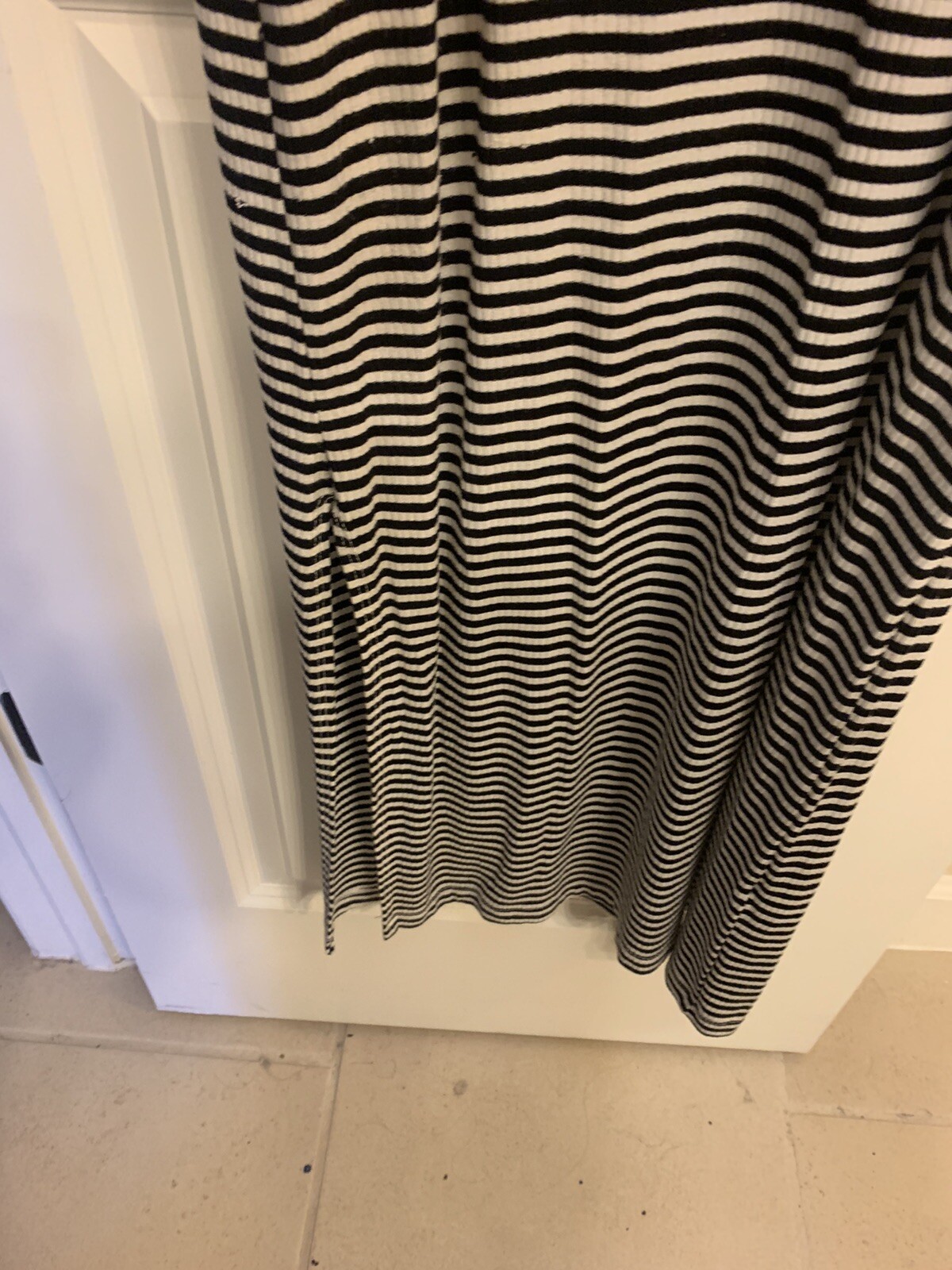 Velvet Torch Black White Striped Maxi Dress Size XS Lined Mock Neck Side Slit