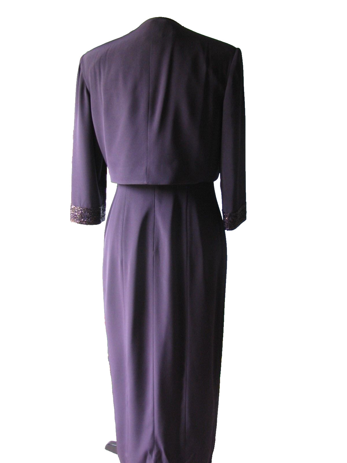 Montage Collection Mother of the Bride Evening Plum 2 PC Beaded Dress Custome