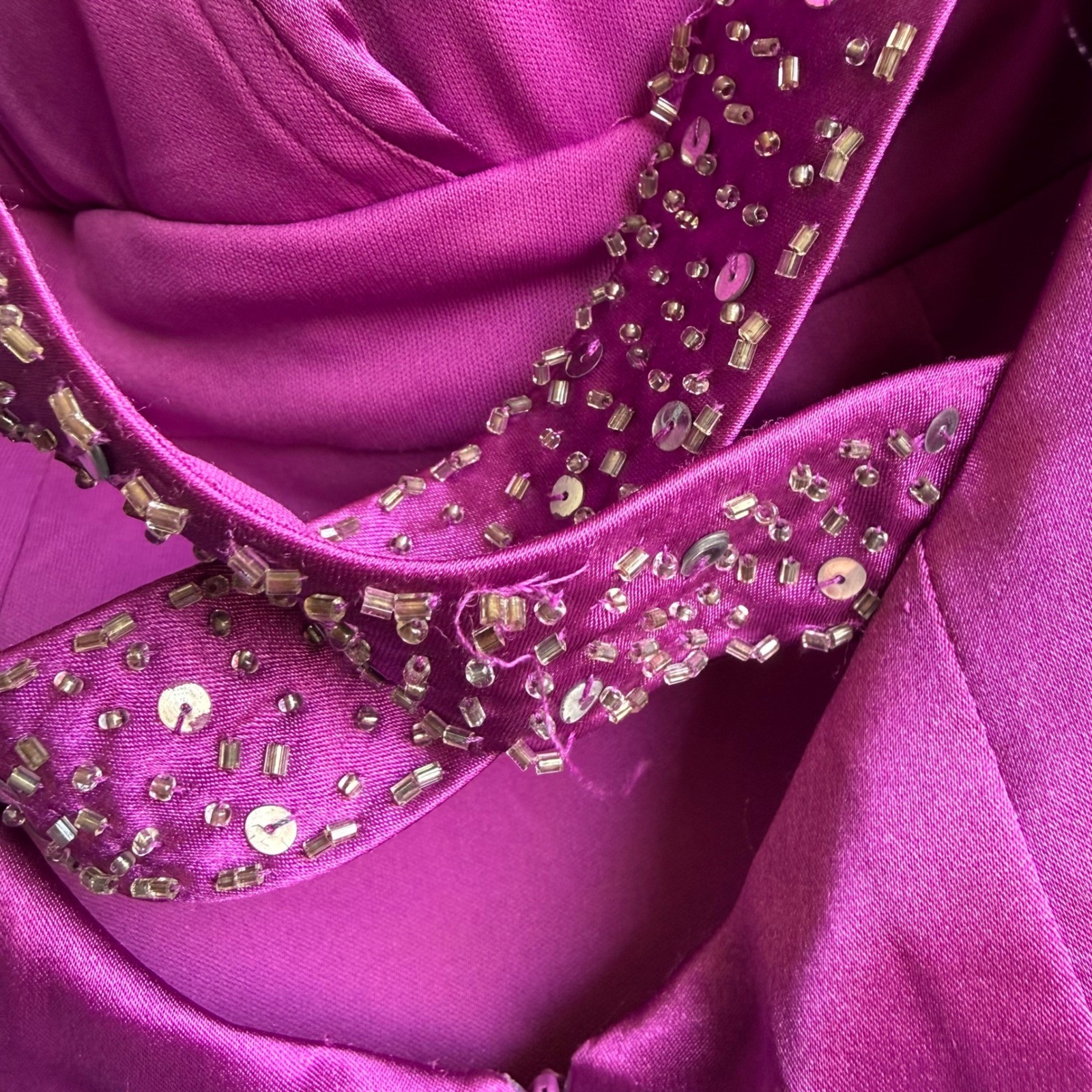 Xtraordinary Purple Satin Halter Bubble Skirt Mini Dress Sequin Waist Size 3