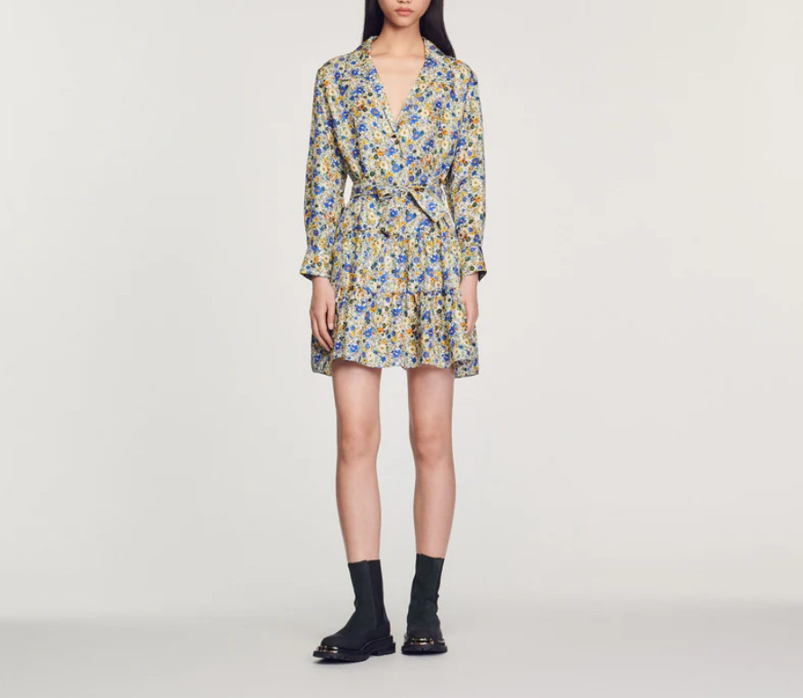 Sandro dress multi-colored silk size 38 women’s silk dress floral SFPRO02605