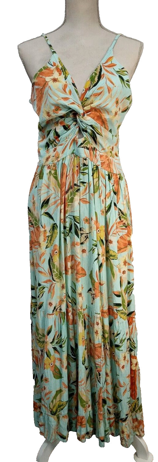Nostalgia Maxi Dress XL Straps Smocked Gauzy Rayon Floral Y2K RESORT CRUISE