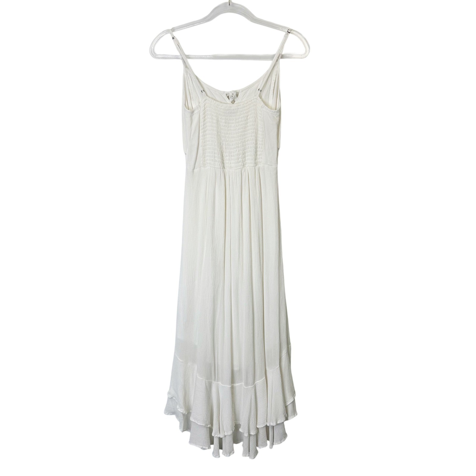 Abercrombie Fitch White Smocked High Low Maxi Dress Women’s Small Boho Cottage
