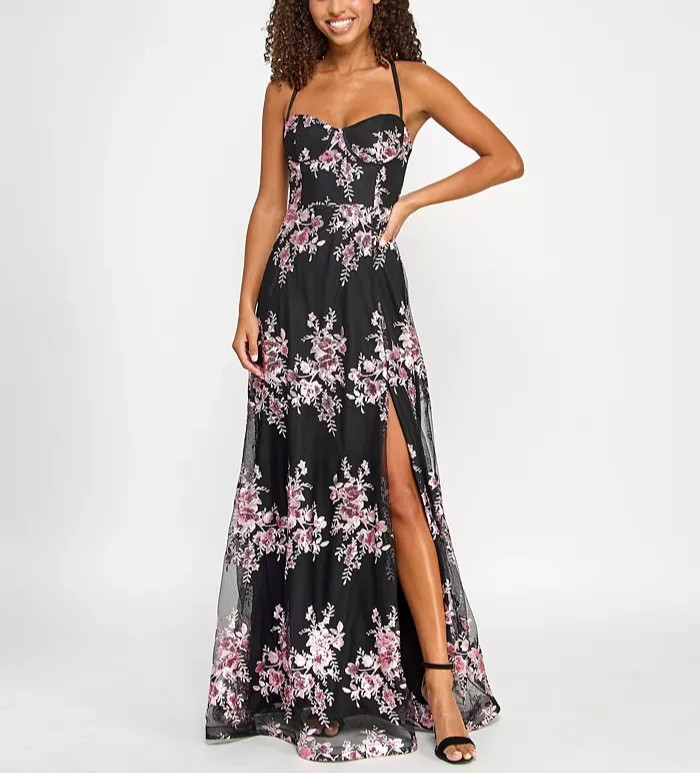 Violet Weekend Juniors’ Sequin-Embroidered Corset Gown $179 Size 9/10 # 14B 2514
