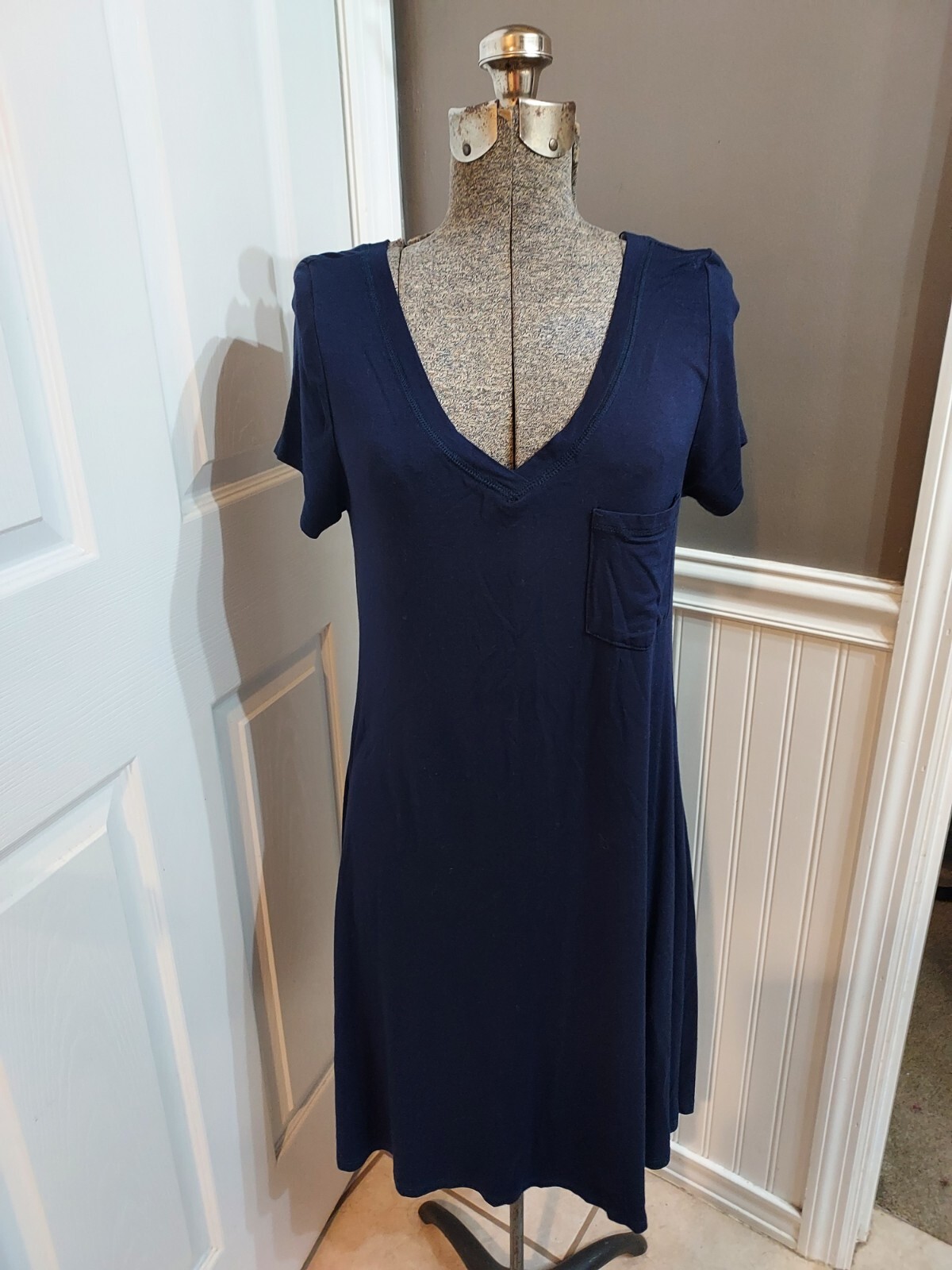 Women’s Wanna B VNeck Blue Ss Tshirt Dress Sz S GUC 😊 FAST SHIP 😊
