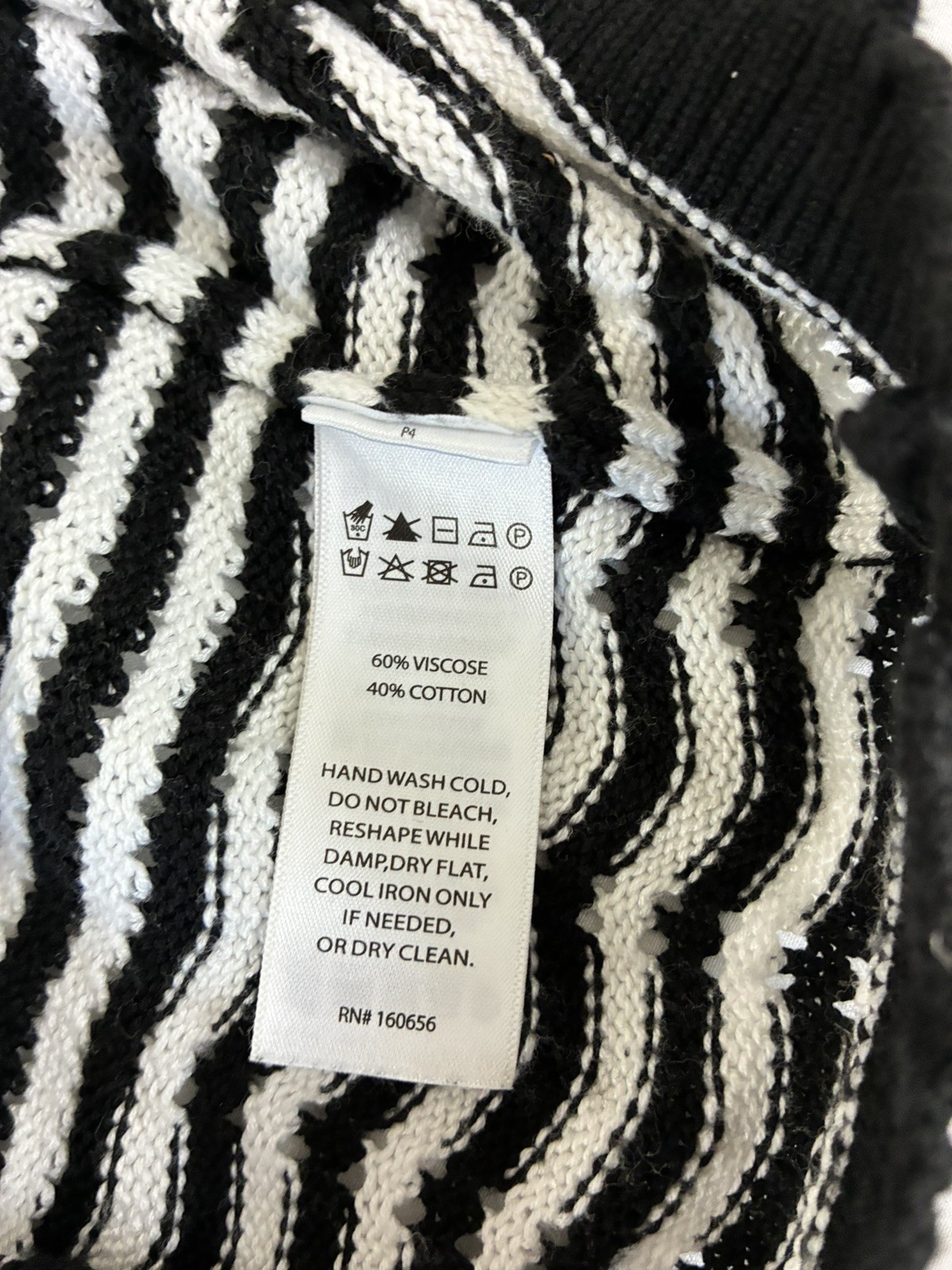 Joie Black White Striped Knit Crochet Dress Size L Designer Resort Beachwear