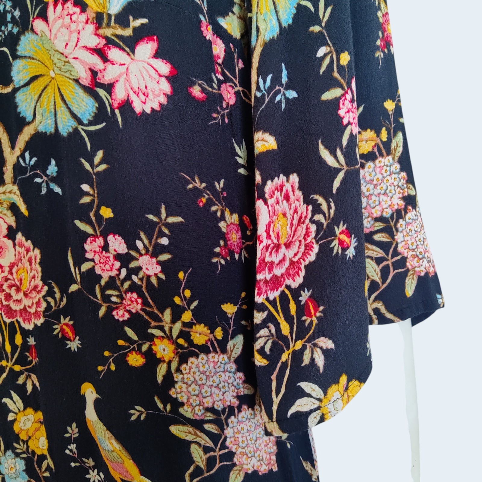 GP & J Baker x H&M Shift Dress Chinoiserie Floral Bird Print Kimono Sleeve Sz 4