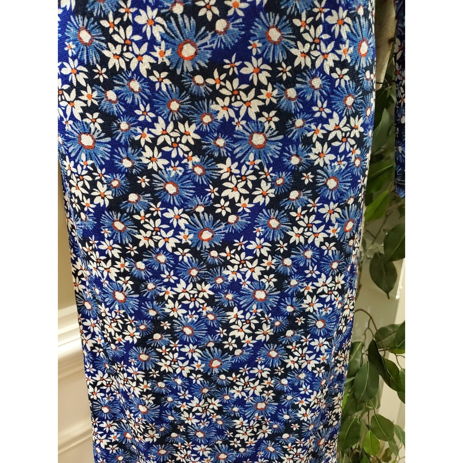 Muni Muni Women’s Blue Floral Polyester Long Sleeve Knee Length Hoodie Dress XS