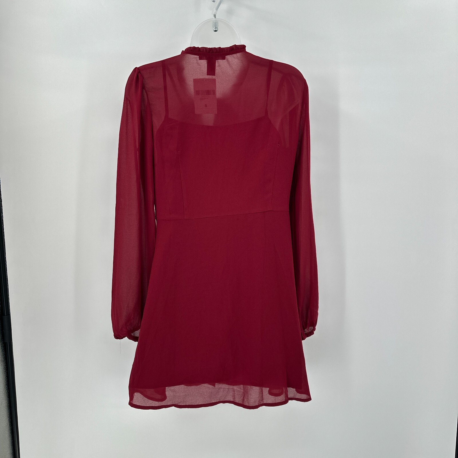 Forever 21 Burgundy Slip Dress with Sheer Jacket Small Ruffles Romantic Whimsy