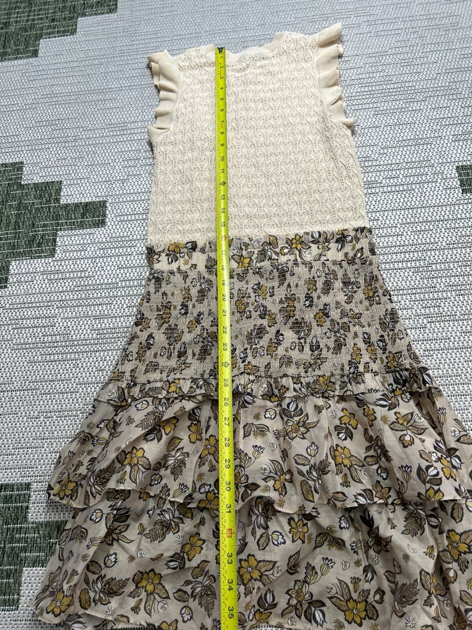 Current Air Dress Womens Medium Bieg Yellow Floral Knit Blouson New
