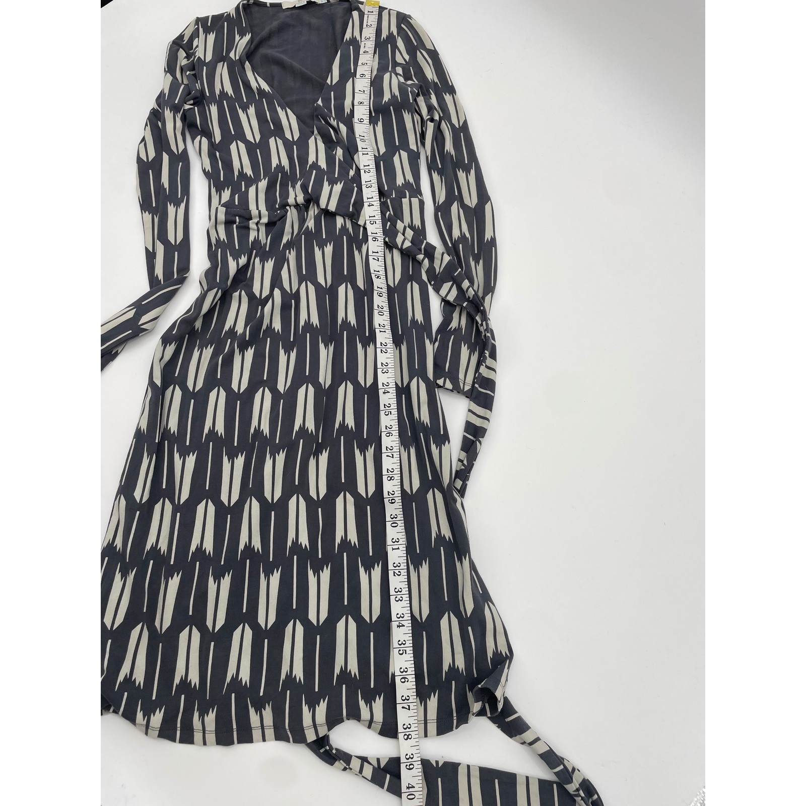 Boden Wrap Dress Arrow Print Long Sleeve Viscose Blend Women’s Size 4R