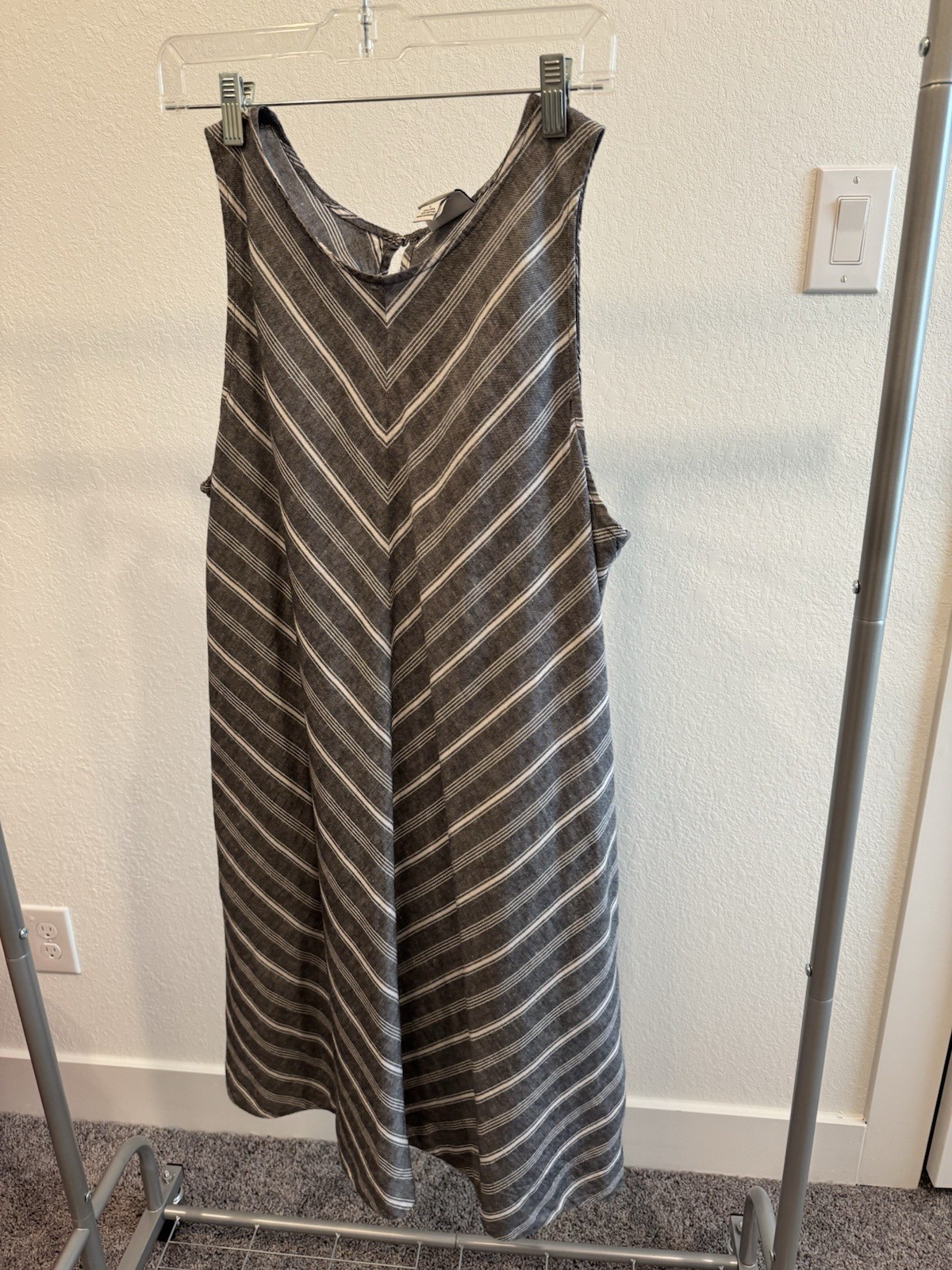 Liz Claiborne Sundress Dark Gray/White Size Large