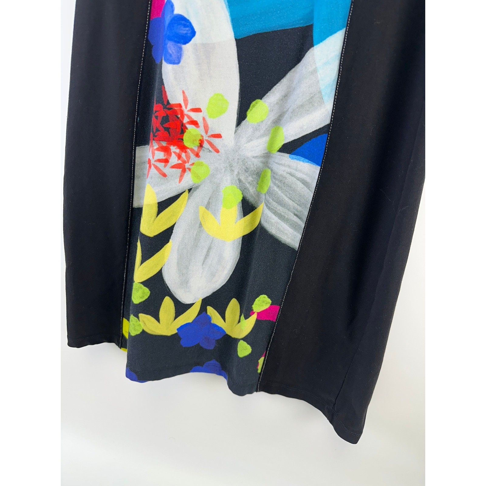 Simply Art Dolcezza Dress Floral Graphic Sleeveless Sheath Black Stretch Small