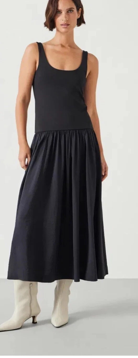 HUSH Dress Midi Caroline Womens Size 6 8 10 12 14 Black Sleeveless Pockets NEW
