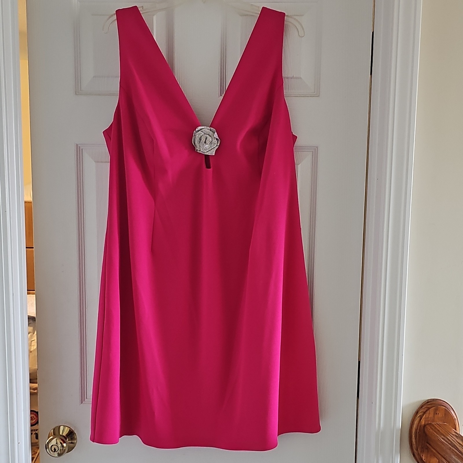 Adrianna Papell Pink Sleeveless V-Neck Formal Jumpsuit w/ Zipper, 18W