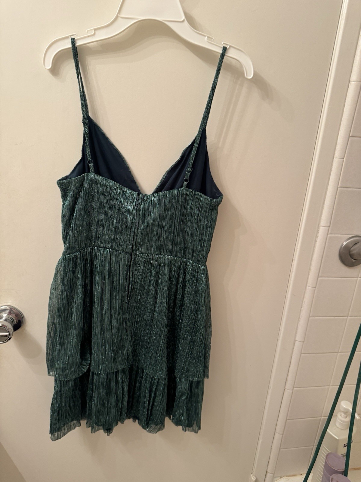 Juniors Medium Green and Silver Mini Dress