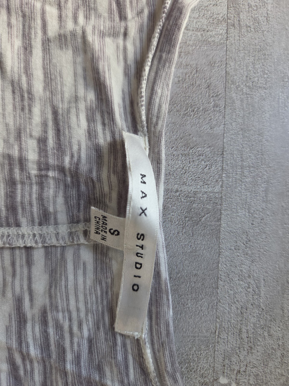 Max Studio Heathered Gray White Scoop Neck 3/4 Sleeve Asym Hem Dress S