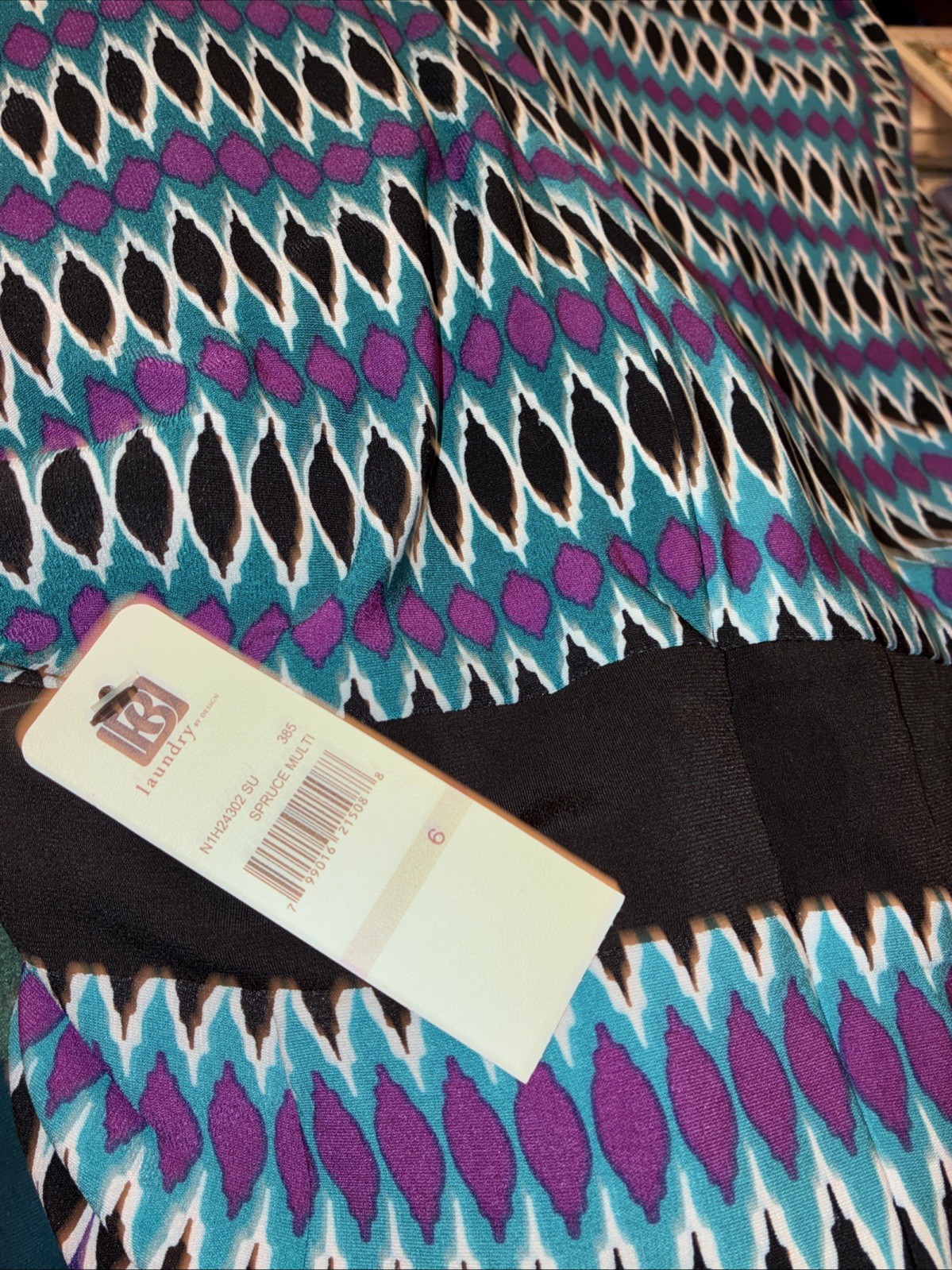 Laundry by Design Purple Teal Black Geometric Print Dress Women’s Size 6 NWT