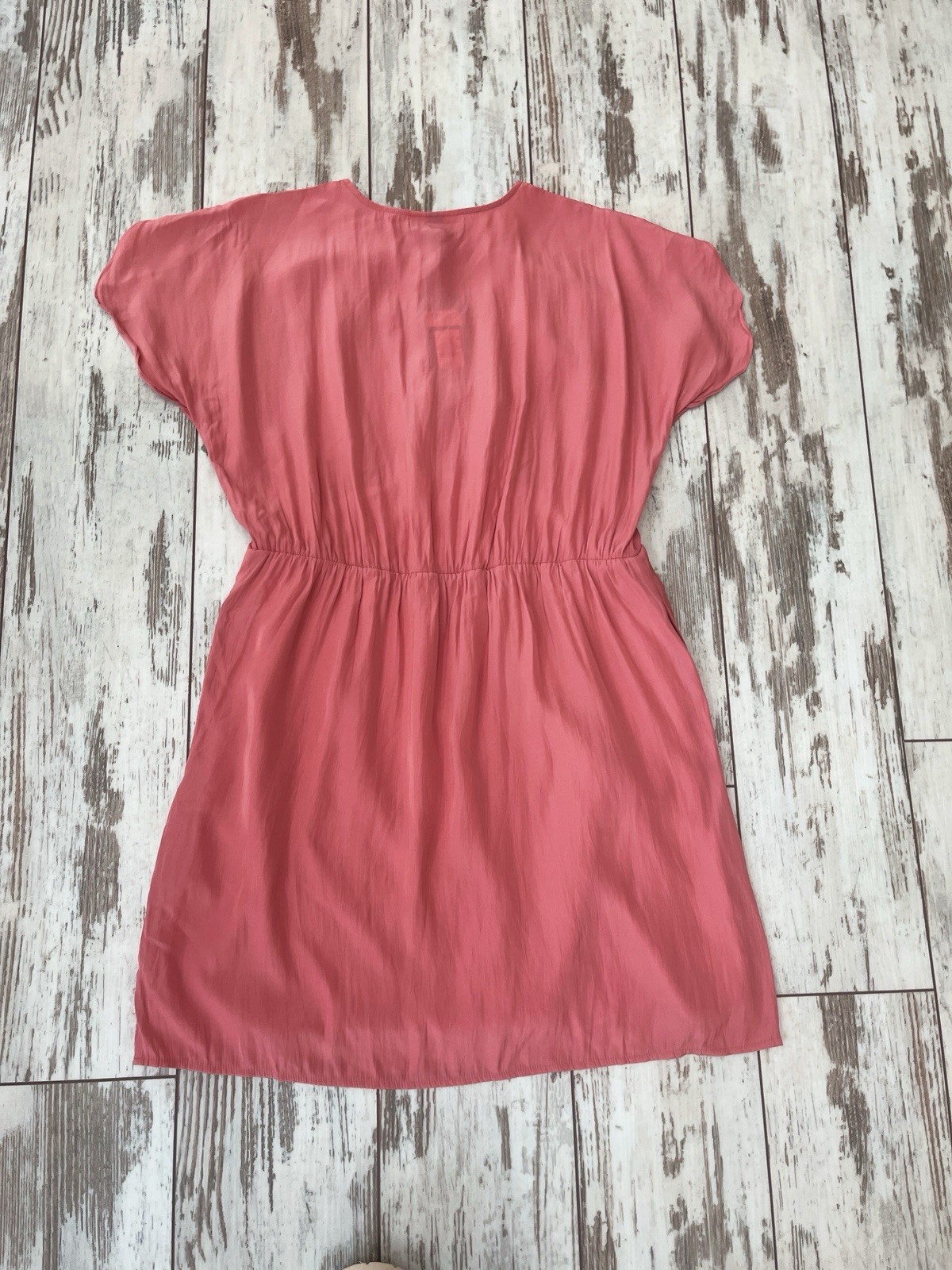 Universal Thread Coral Pink Tie Front Flutter Mini Dress Short Sleeve Large NWT