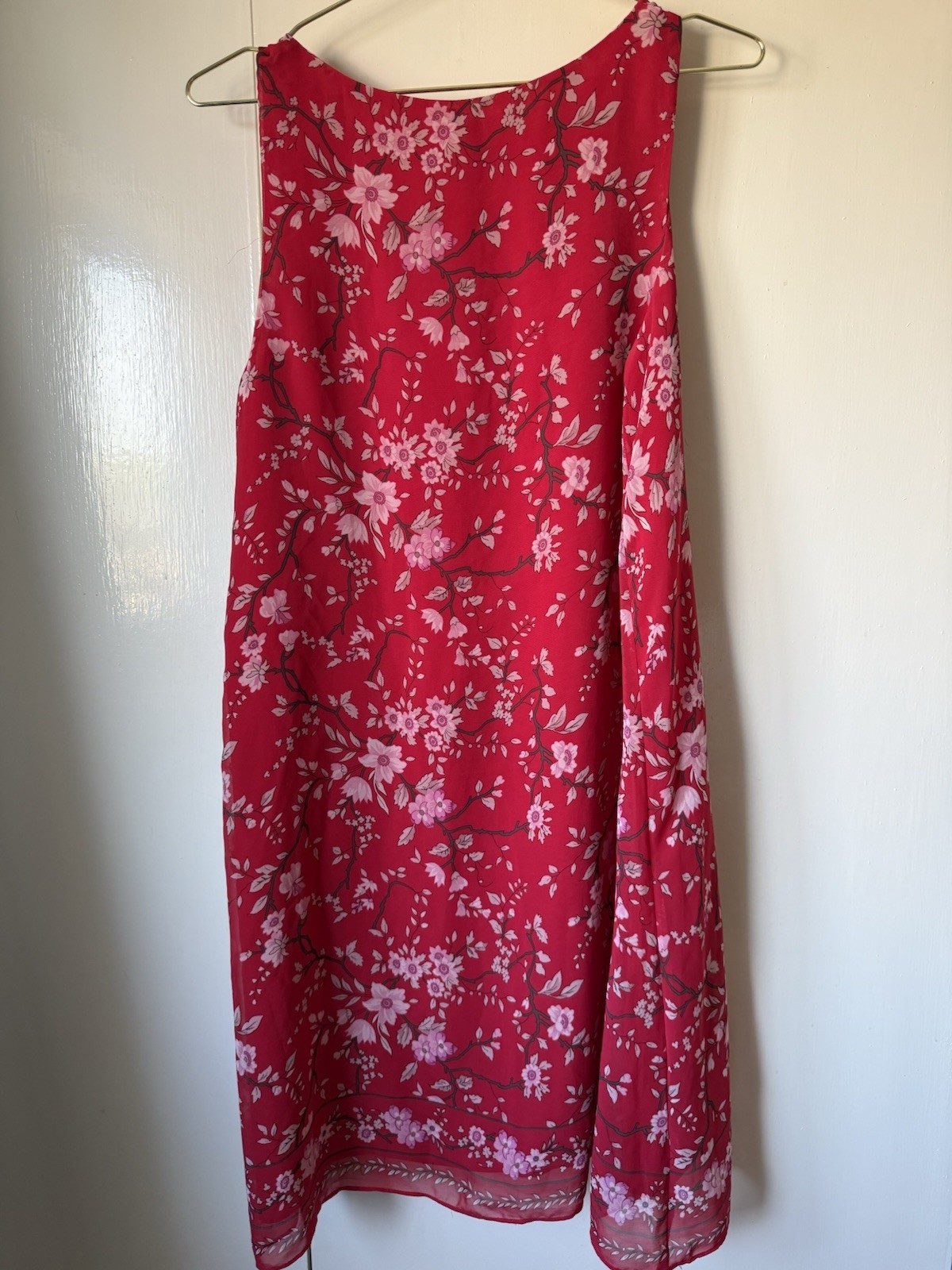 Size M 12-14 Max Studio Pink Red Cherry Blossom Japan Shift Dress Summer Holiday