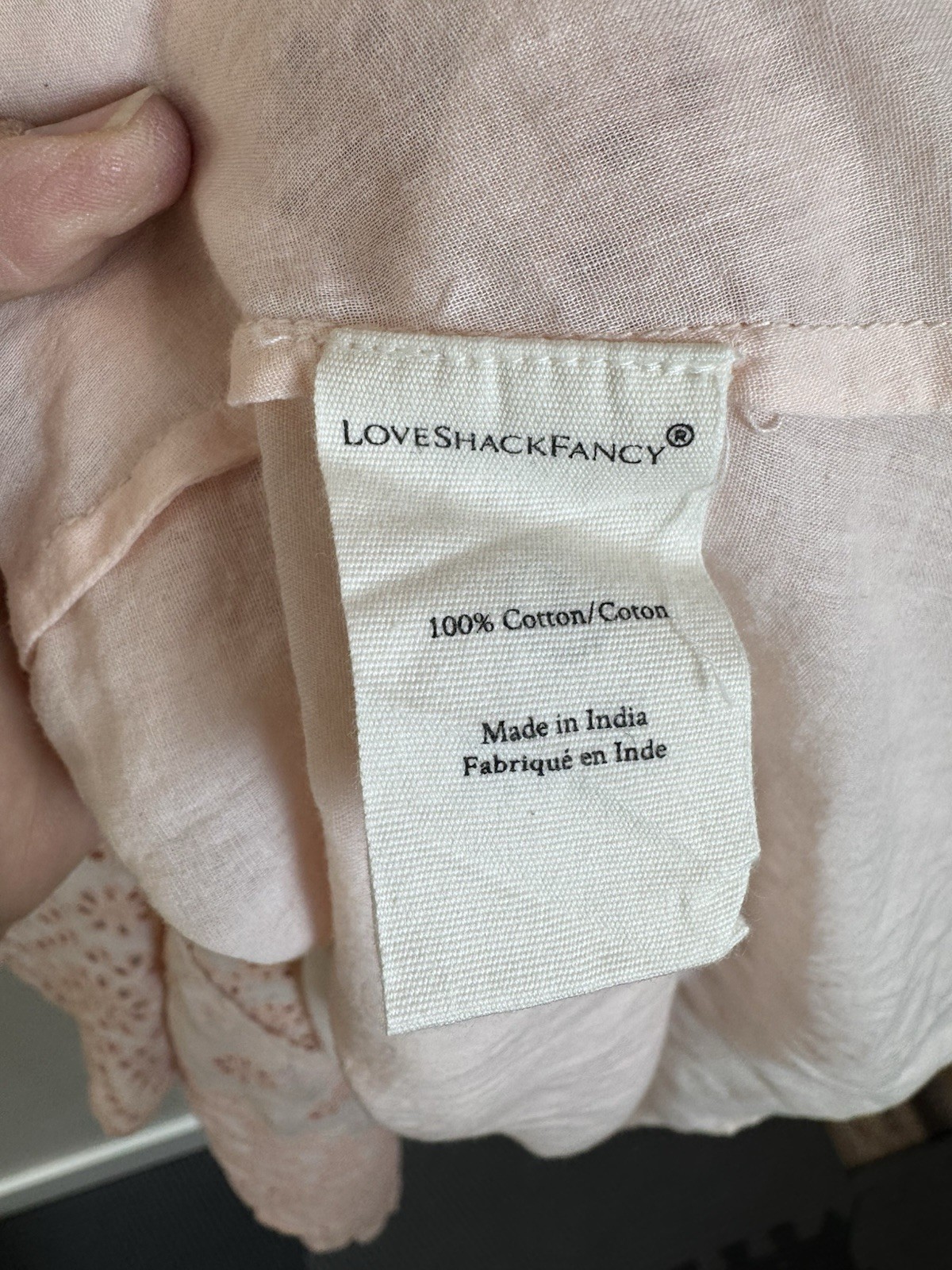 LoveShackFancy Helena Pink Eyelet Floral Square Neck Puff Sleeve Maxi Dress SZ 8