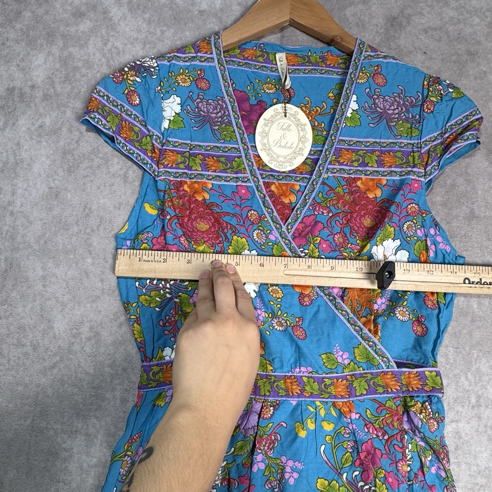 NWT Tulle & Batiste LOLA WRAP MAXI DRESS BLUE JEWEL Size XS Fairy Boho Floral