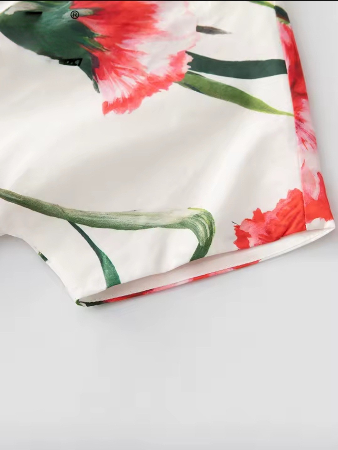 Handmade Italian Designer Carnation Print Clove Cotton Dress Size S