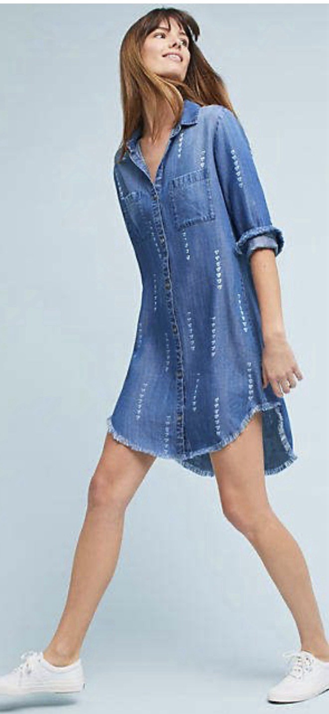 Cloth and Stone Womens NWT Blue Denim 100% Tencel Shirtdress S Button 138.00