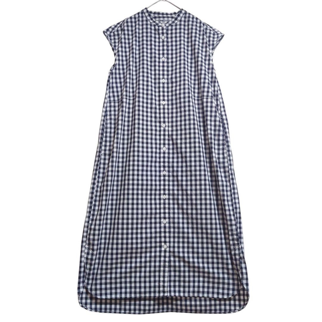 MUJI Gingham Check Dress L Black White A Line with Pockets