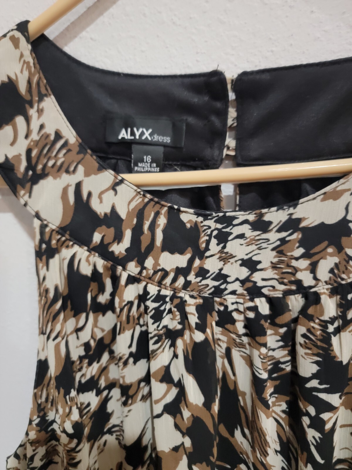 ALYX NWT Womens Size 16 Sleeveless Knee Length Dress Chiffon Layered Brown Black