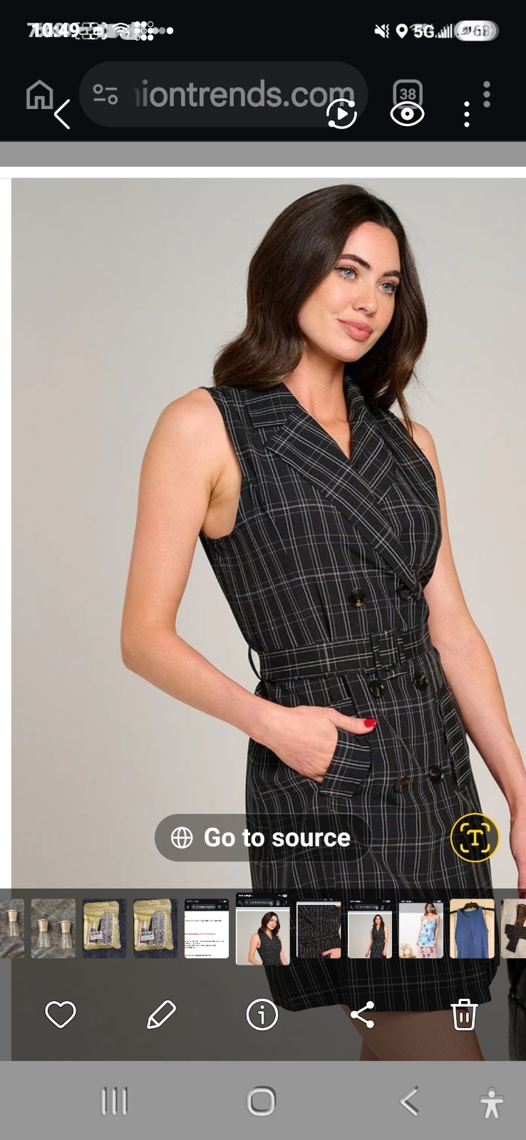 Women’s M Sleeveless Collared Plaid Sheath Dress Black White Belted Pockets